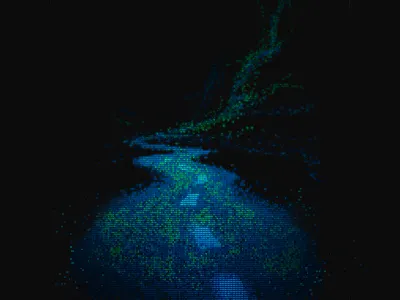 LED's glow glowing led lights lights pixels road winding road