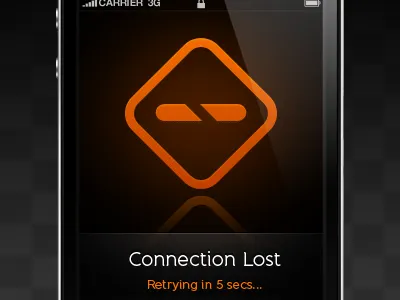 Connection Lost app application connection countdown fail gui icon iphone mobile problem retry timer ui user interface warning