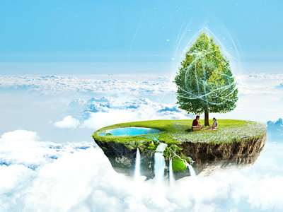 Island illustration island matte photoshop sky tree