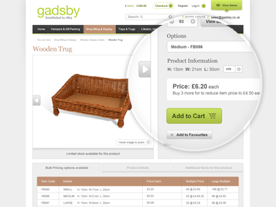 Gadsby product detail e commerce web design website