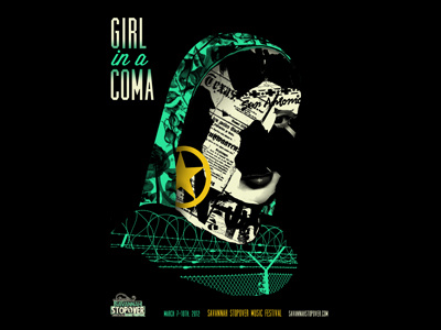 Girl In A Coma collage gig girl illustration poster