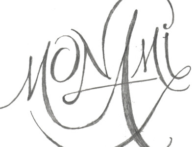 Mon Ami french graphite lettering love letter mon ami my friend script