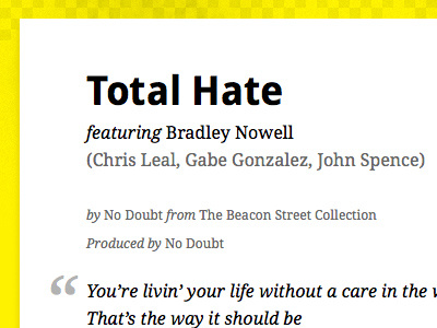 Total Hate black chequered droid sans droid serif grey white yellow