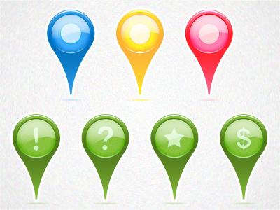 Map POI Pins in Vector geo location glass glossy icon map map pin pin poi vivid