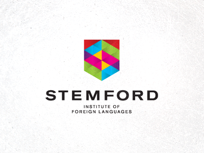 Stemford 2 colorful design foreign gradient institute language logo multiplay s shield unused