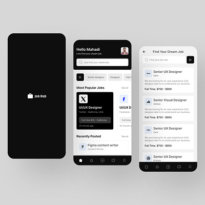 Job Hub mobile app ui design app hub jobs mobile app ui ux