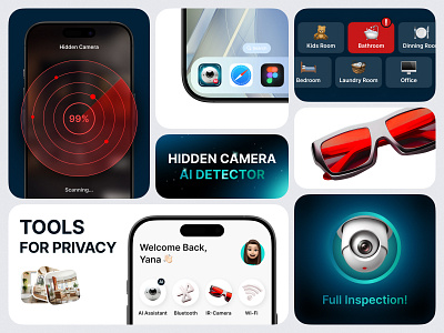 Hidden Camera AI Detector 🕷️ ai app branding camera detection design mobile product design security ui ux