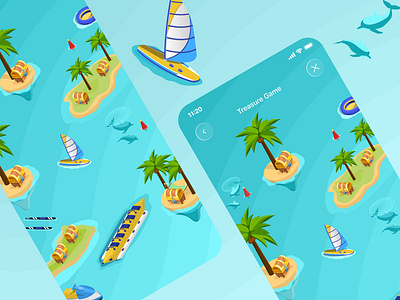 Treasure Game 🌊🏄🏻‍♂️🐬 design digital art dribbble gameart gamedevelopment gaming gamingcommunity gamingdesign graphicdesign illustration interactive design mobilegamedesign motion graphics treasure game ui uiux ux