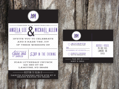 Wedding Invite and RSVP Card invite typography wedding