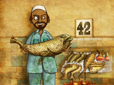 Fishman childrens books digital illustration