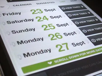 Online booking - web app app booking calendar dates iphone ui