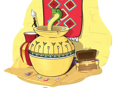 Treasure diamond egypt snake treasure vase