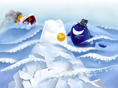 Sale iceberg illustration ocean titanic whale