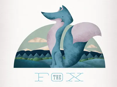 Fox in Full animal animals blue forrest fox illustration sky texture wilderness wildlife