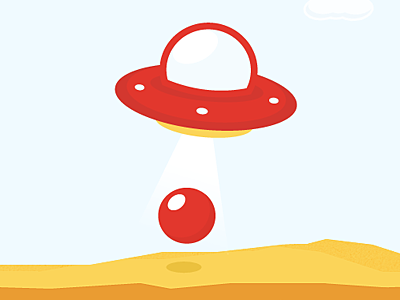 UFO ball cloud fun illustration rock sky tan ufo