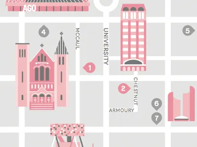 Map art gallery icons illustration map ocad toronto vector