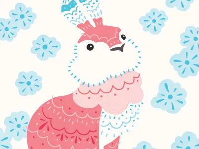 Bunny One bunny decorative flowers pattern pink