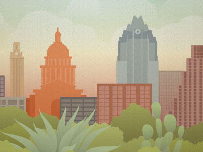 Austin Skyline atx austin buildings capitol dusk frost tower illustration skyline tx