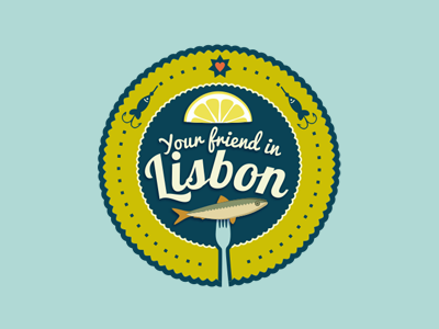 Your Friend In Lisbon adline branding brassai emblem fish food friend heart identity illustration lemon logo sea