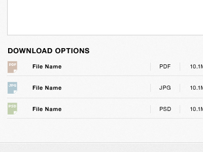 Download Options interface ui web