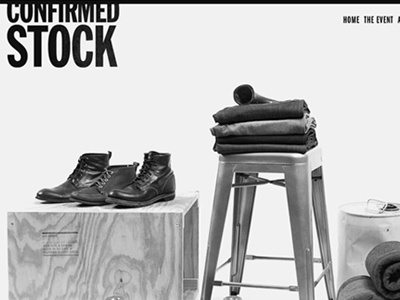 Confirmed Stock grayscale menswear pop up shop site