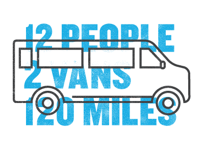 Two Vans blue illustration knockout line minimal typography van vehicle