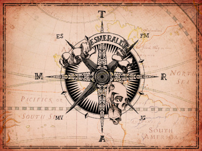 Esmeralda CD Cover cd collage compass card cover illustration