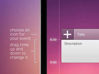 A new way of creating events app apple buttons color colorful design holger hyperisland interface ios iphone mobile purple skype ui user experience user interface ux