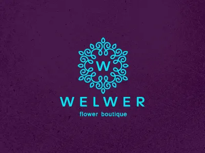 Welwer boutique crest design flower letter logo tracery unused w