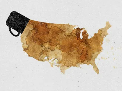 Coffee in America america coffee country cup icon illustration infographic minimal spill stain united states usa