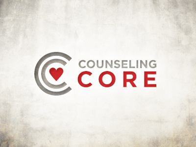 Counseling Core counseling logo gray heart logo red