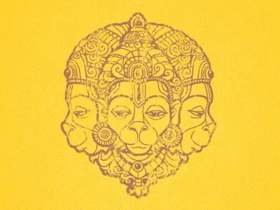 Hanuman art character clothes custom drawing hand drawing hanuman illustration india t shirt tee yoga