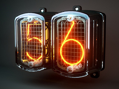 Nixie Tube Final 3d analog digit digital display electronics glass lamp light realism render retro vintage