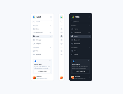 Sidebar dark light navigation side nav sidebar ui