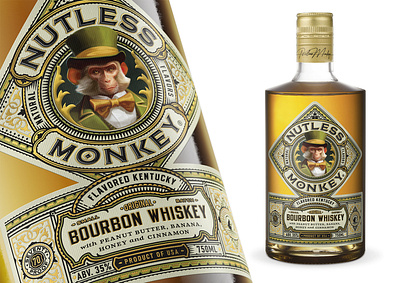 Nutless Monkey - Flavored Kentucky Bourbon Whiskey alcohol bourbon branding distillery emblem gin gold foil kentucky label liquor monkey packaging premium rum spirits typography vintage vodka whiskey whisky