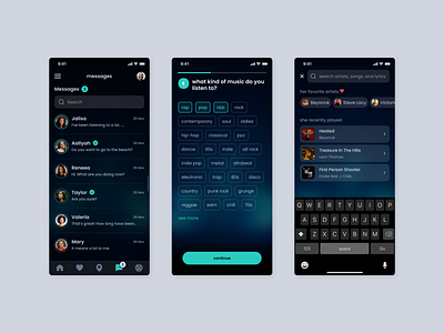 Music + Dating App datingapp mobileapp music productdesign ui userexperience ux visualdesign