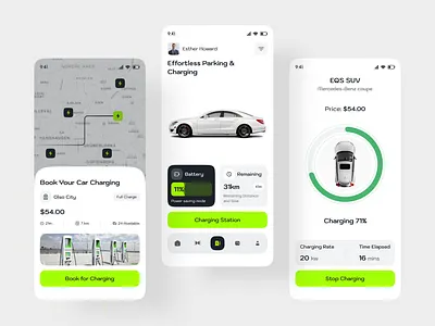 Car Parking & Charging Mobile App app design app ui car charging app car parking app charging station e car electric car electric vechiel ev app interaction ios app map mobile mobile design ui uiux ux