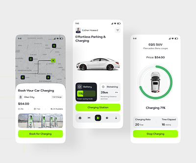 Car Parking & Charging Mobile App app design app ui car charging app car parking app charging station e car electric car electric vechiel ev app interaction ios app map mobile mobile design ui uiux ux