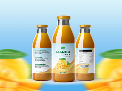 Mango Juice Fruit Drinks Bottle Label Design graphic design product packeging