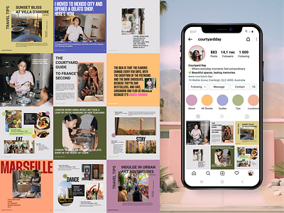 Courtyard Day: Instagram Design brand identity branding concept courtyardday design graphic design guide instagram instagram post instagramdesign journal lighttheme minimalistdesign pastel smm stories travel travellifestyle ui visualstorytelling