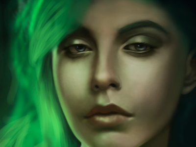 Teal face illustration painting photoshop portrait realism