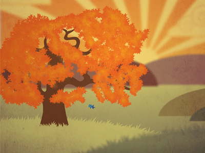Unused album cover illustration landscape tree