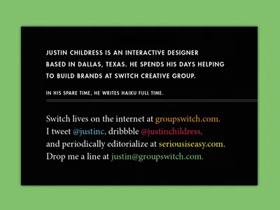 SXSW card front business card copywriting print sxsw typography