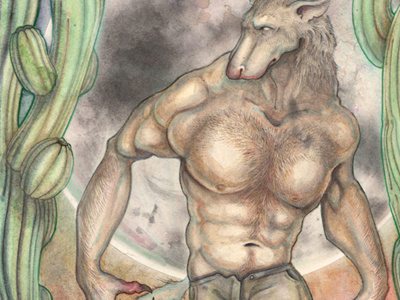 Werewolf comics digital illustration time travel traditional watercolor werewolf