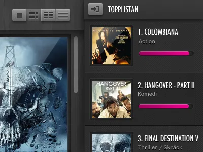VOD cover list progress bar sidebar vod