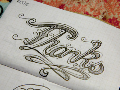 Thanks lettering sketch