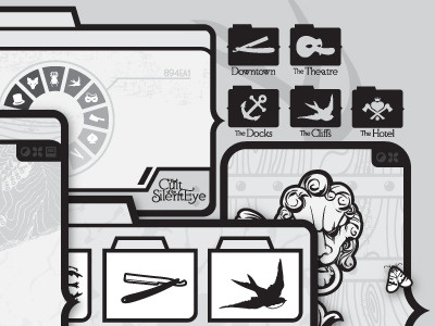 The Hotel classic cliff compass hotel illustration lion mansion mask murder mystery os vector vintage wood