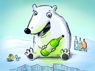 Absinthe bear illustration sketch