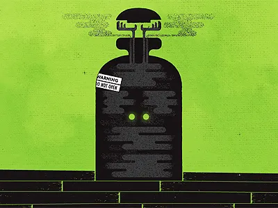 Do Not Open beast bottle eyes fumes hands illustration label texture