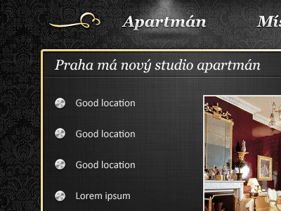 Tržistě 22 apartment bullets gold light luxurious menu patterns prague silver slicktouch